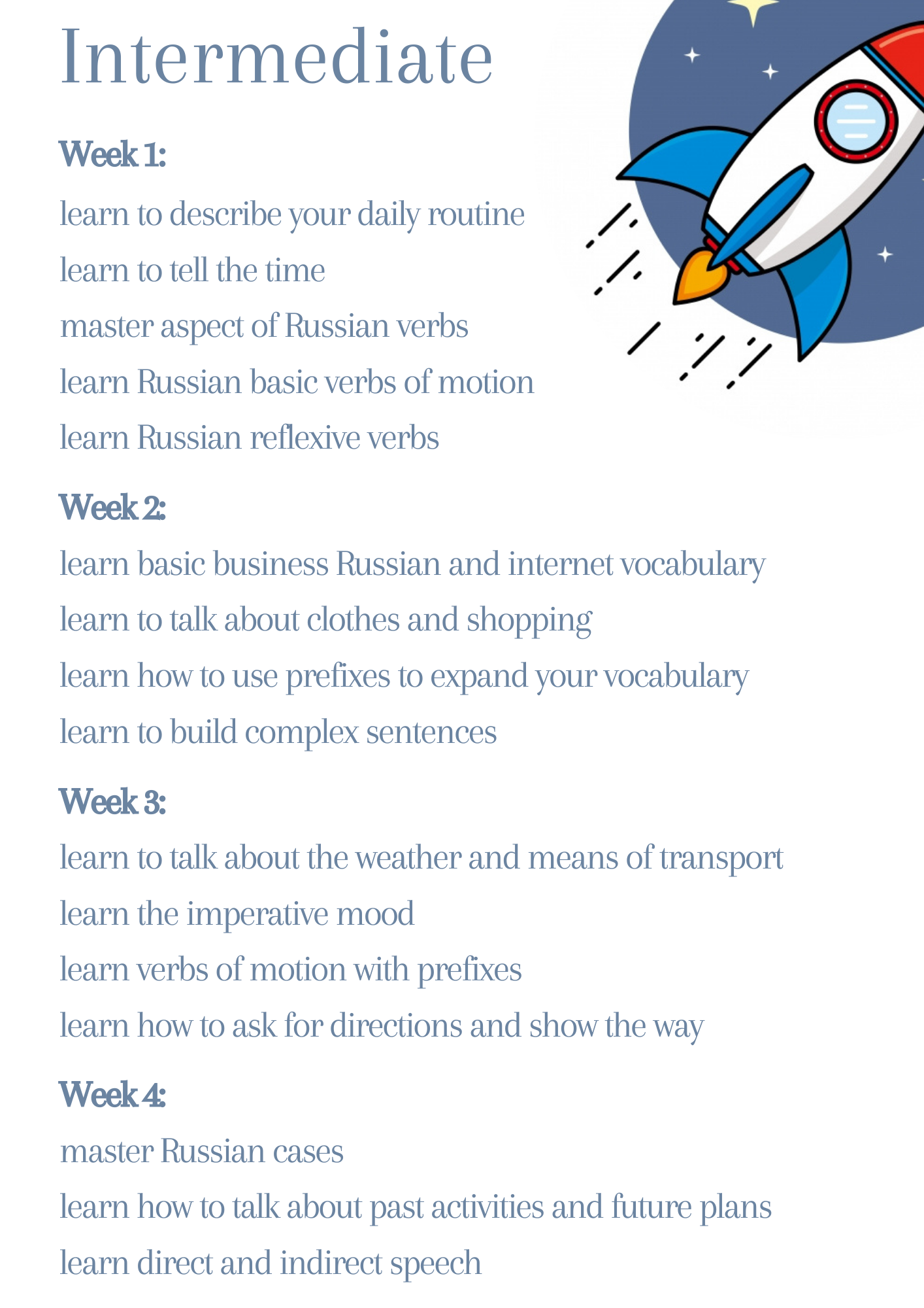 4 Week Russian Sprint - Individual - The Complete Russian Language Course